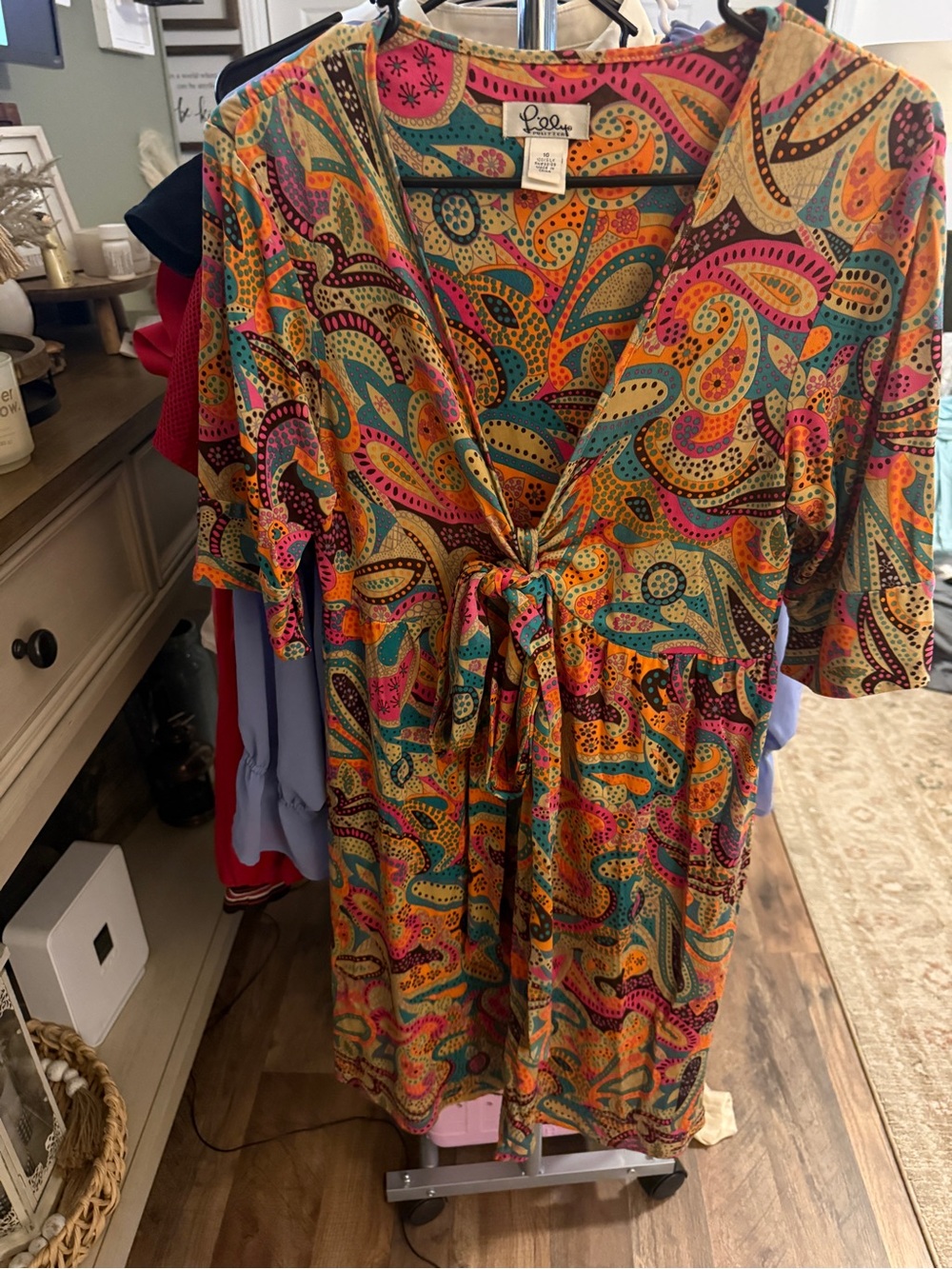 Lilly Pulitzer Paisley Print Tie Front Dress Size 10